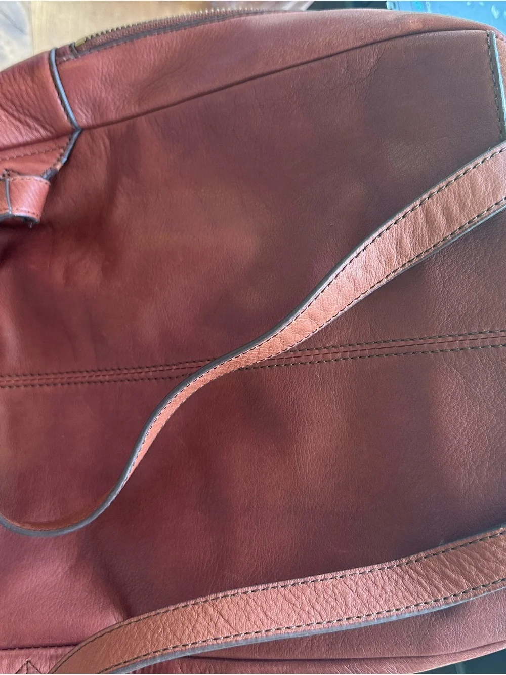 margot Leather Backpack in Deep Rust Red